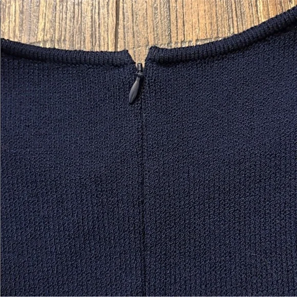 St. John Collection Santana Knit Empire Dress Navy Blue Size 14 EUC - Picture 6 of 7